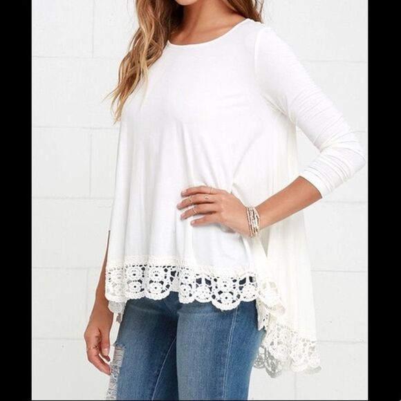 Lulu’s Just Like Vacation Ivory Long Sleeve Top Size Small EUC - Picture 3 of 9